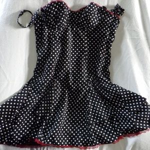 Womens Petite Size M  HOTKISS Polka dotted Vintage Style dress Pin Up